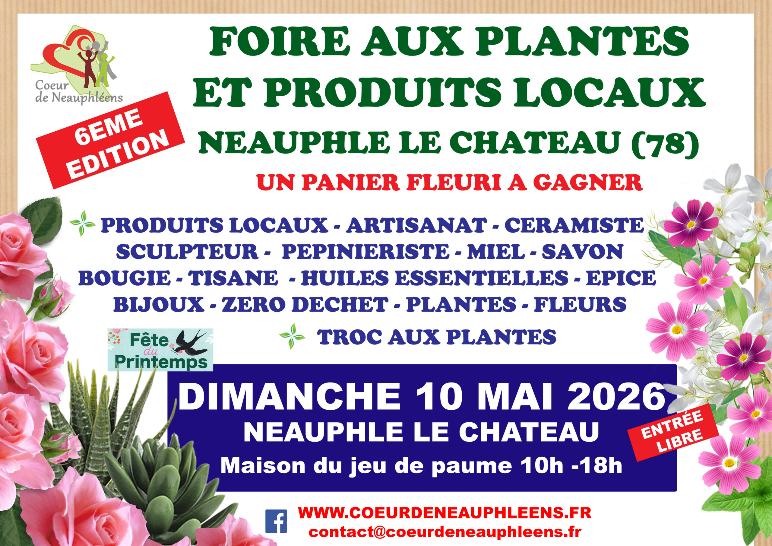 FETE DU PRINTEMPS FOIRE AUX PLANTES ET PRODUITS LOCAUX 2026 NEAUPHLE LE CHATEAU VENEZ NOMBREUX PROFITER DE CETTE BELLE FETE