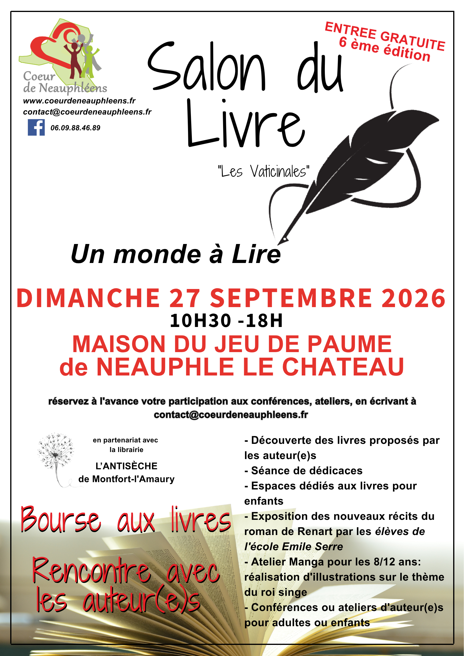 salon du livre 27 SEPTEMBRE 2026 A NEAUPHLE LE CHATEAU à ne pas manquer